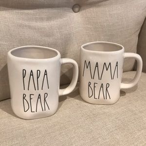 Rae Dunn mug set mama bear papa bear
